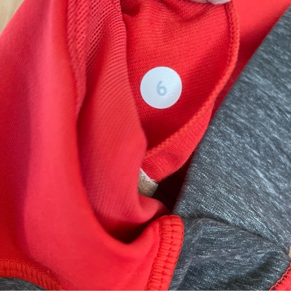 Lululemon Push Ur Limits Tank Top Red Coral Gray Size 6 Criss Cross Back Passion - Picture 13 of 16